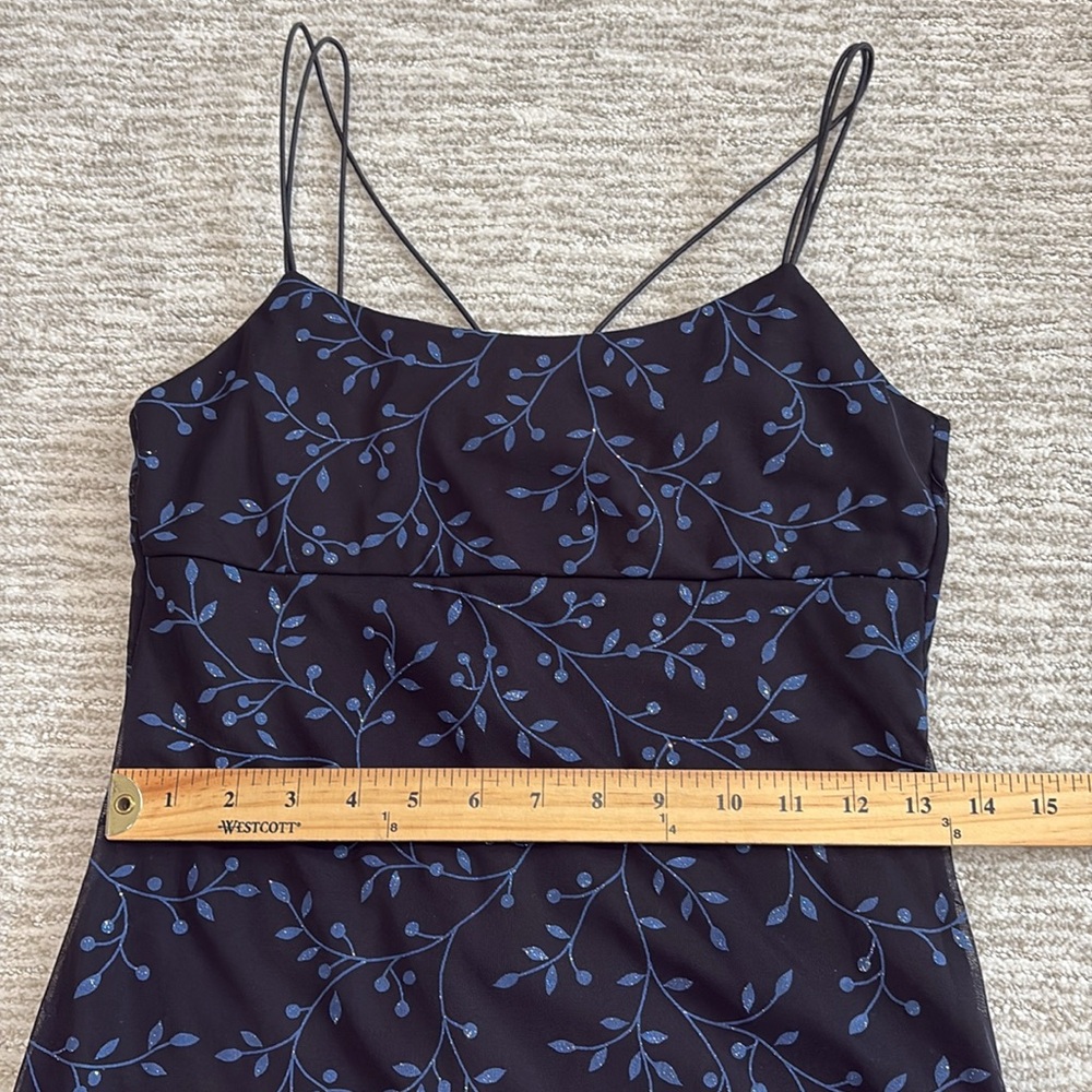 Vintage Byer Too! Floral Vines Glitter Slipdress Size M Empire Maxi Dress Y2K - Picture 11 of 15